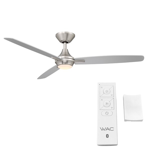 Blitzen 3-Blade Smart Ceiling Fan 54in Brushed Nickel With 3000K LED Light Kit And Remote Control